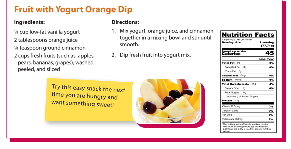 fruit with yogurt orange dip recipe and nutrition facts