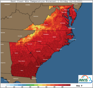 Cover photo for AWIS Weather Alert: Chance of Frost in App. Mountains