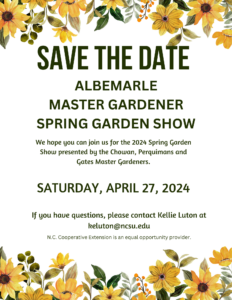 Cover photo for Save the Date- Albemarle Master Garden Spring Garden Show