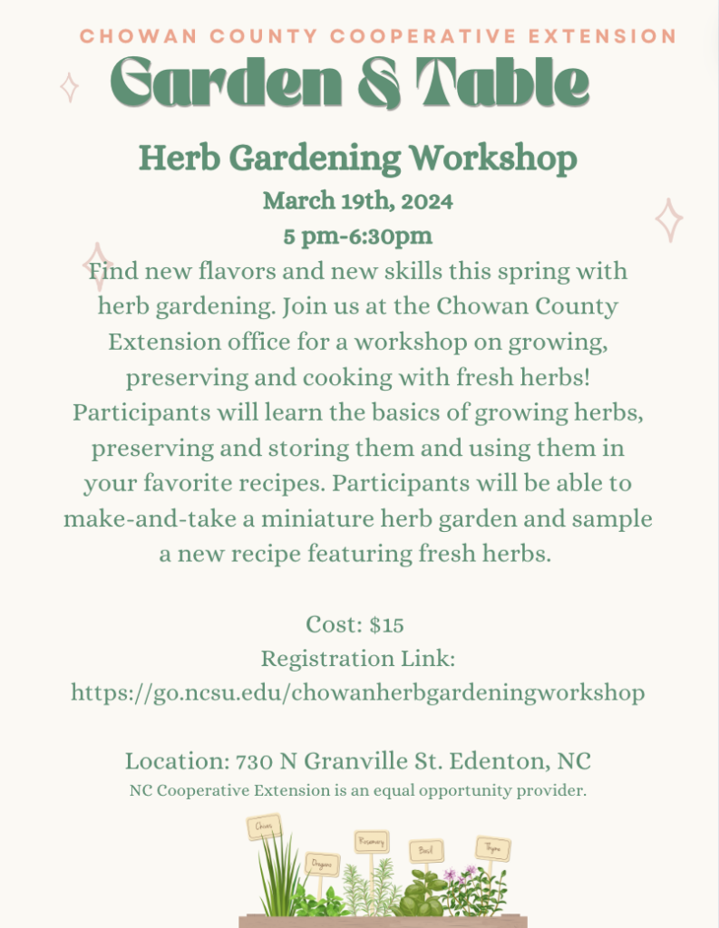 Herb Gardening workshop flyer