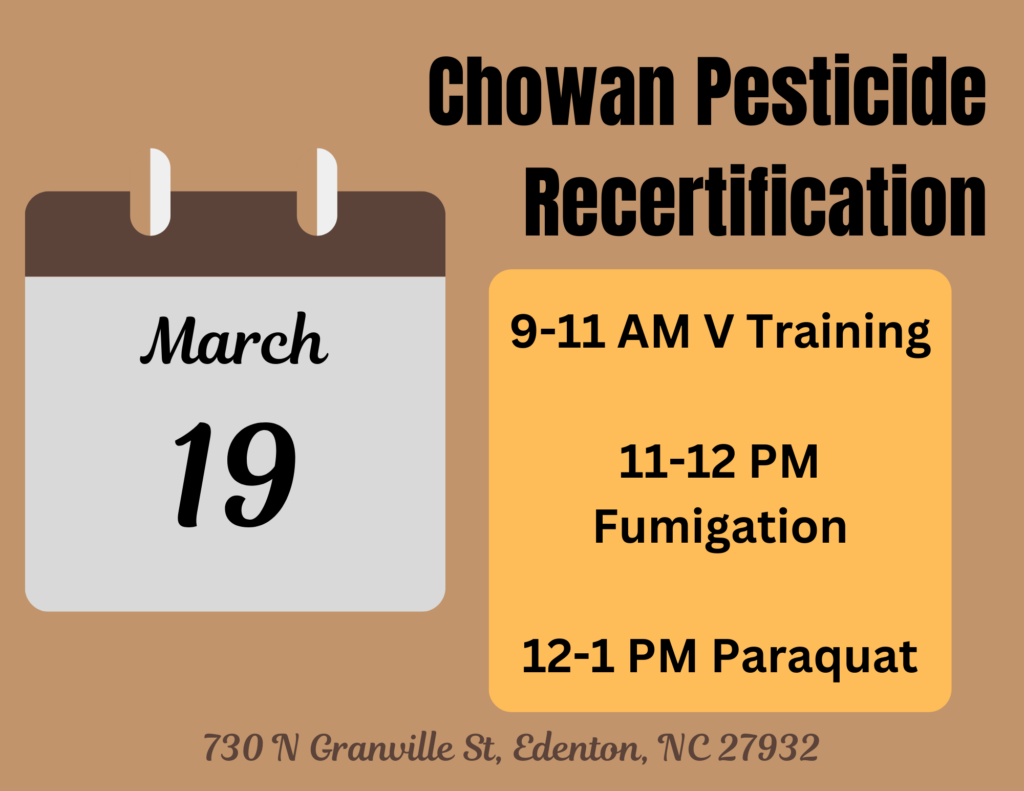 Chowan V Training, Fumigation & Paraquat | N.C. Cooperative Extension