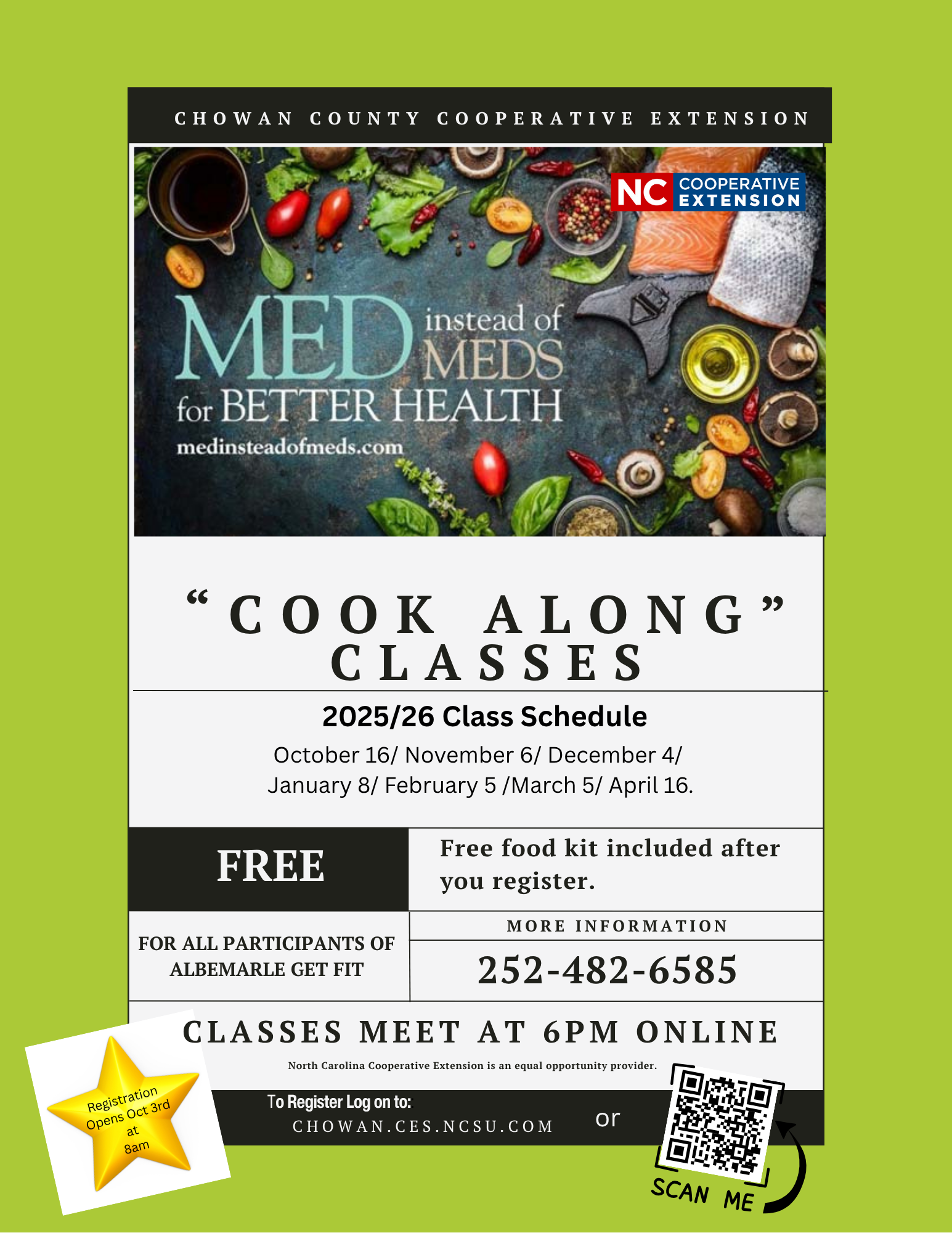 Med instead of meds "Cook Along" Classes